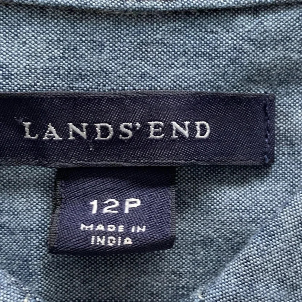 **New Lands’end Half Button Down Chambray Shirt - image 5